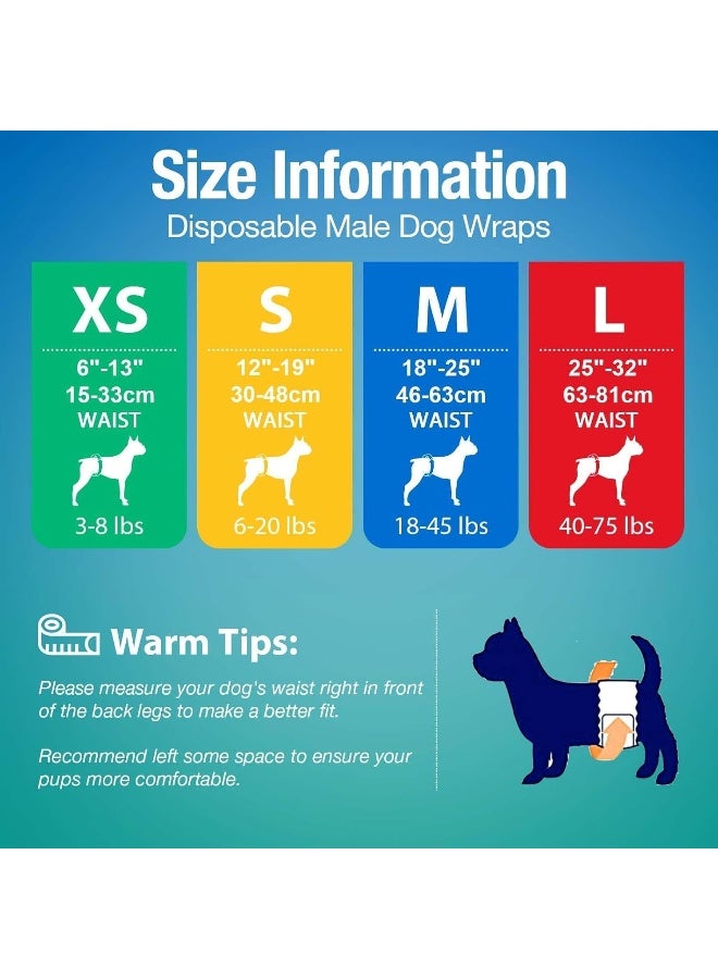 SKY-TOUCH 12 قطعة حفاضات قابلة للتصرف للكلاب، أشرطة بطن للكلاب الذكور، فائقة الامتصاص وحماية من التسرب 360° لمنع التحديد في الغرفة، محيط 28-42 سم، الوزن 4-8 كجم - Image 3