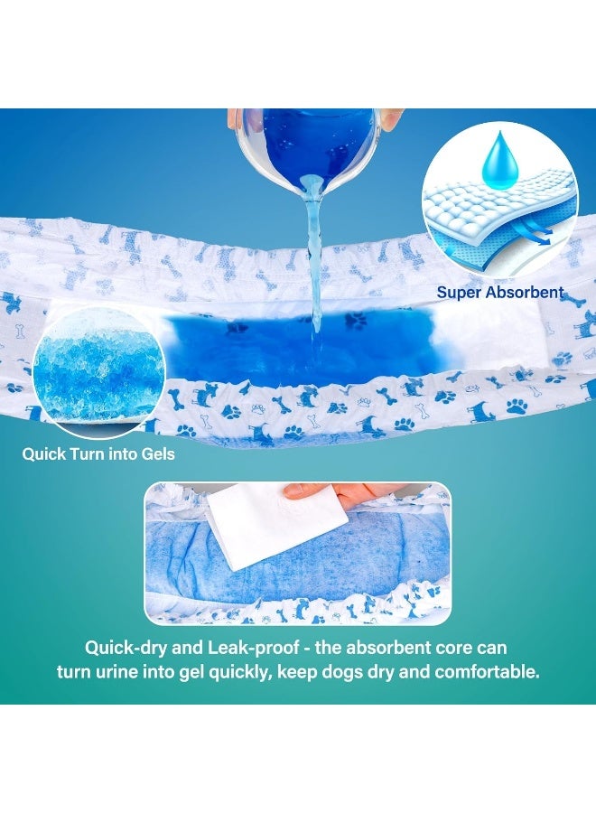 SKY-TOUCH 12 قطعة حفاضات قابلة للتصرف للكلاب، أشرطة بطن للكلاب الذكور، فائقة الامتصاص وحماية من التسرب 360° لمنع التحديد في الغرفة، محيط 28-42 سم، الوزن 4-8 كجم - Image 2