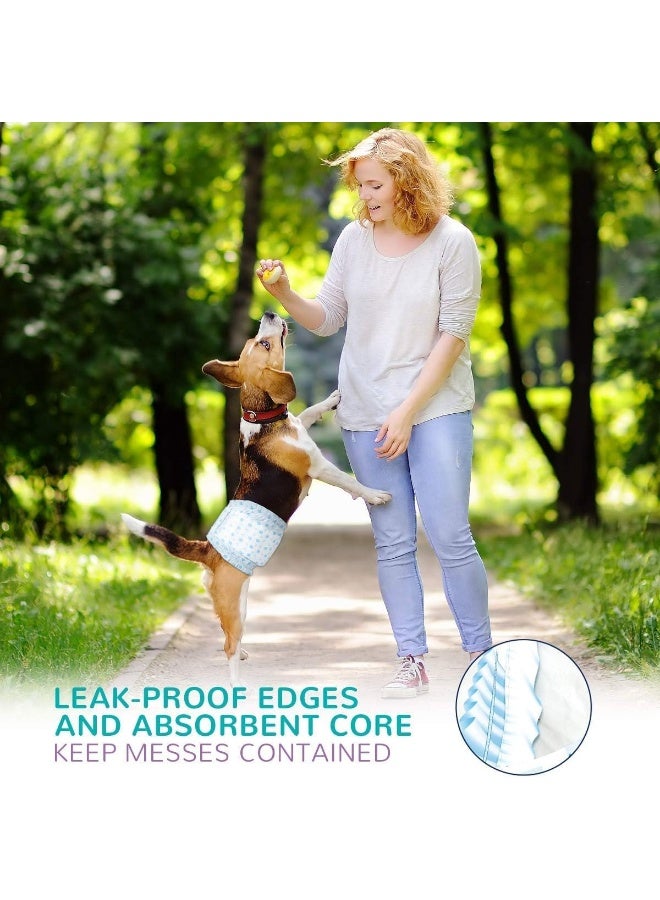 SKY-TOUCH 12 قطعة حفاضات قابلة للتصرف للكلاب، أشرطة بطن للكلاب الذكور، فائقة الامتصاص وحماية من التسرب 360° لمنع التحديد في الغرفة، محيط 28-42 سم، الوزن 4-8 كجم - Image 5
