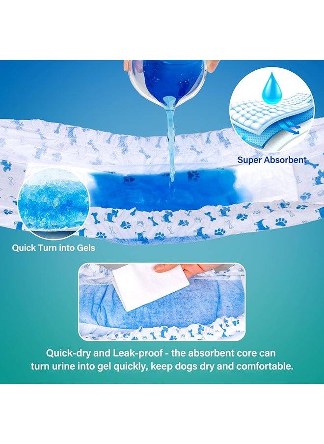 SKY-TOUCH 12 pieces Dog Nappies Male,Disposable Dog Belly Bands for Dog Male,Super Absorbent & 360°Leakage Protection,Preventing Dogs from Marking and Urinating in the Room,M,Blue  - Image 2