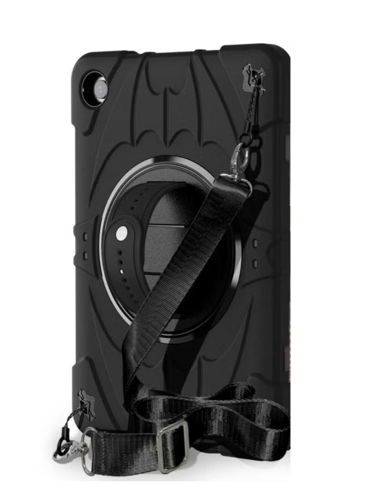 Heavy Duty Shockproof TPU Case Compatible with New IP 9.7 2018 Inch Model 2017 Drop Resistant Shockproof Protective Cover with Rotating Kickstand + Handle + Shoulder Strap (Black) - Image 1
