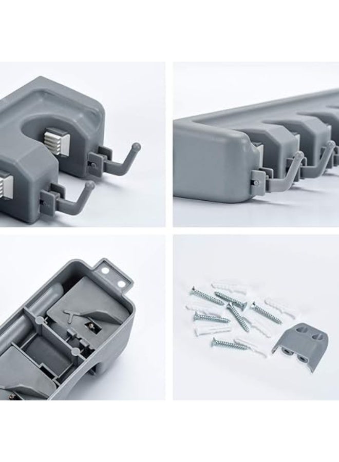 Home Master Hardware 16-inch Broom and Mop Holder with 5 Shelves and 6 Adjustable Hooks, Wall Mounted for Mop, Kitchen, and Garden Storage - Image 3