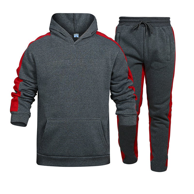 2024 Cross-border Explosions Sports Stripe Sweater suit Mens Casual Loose European Code Hoodie suit Wholesale Black