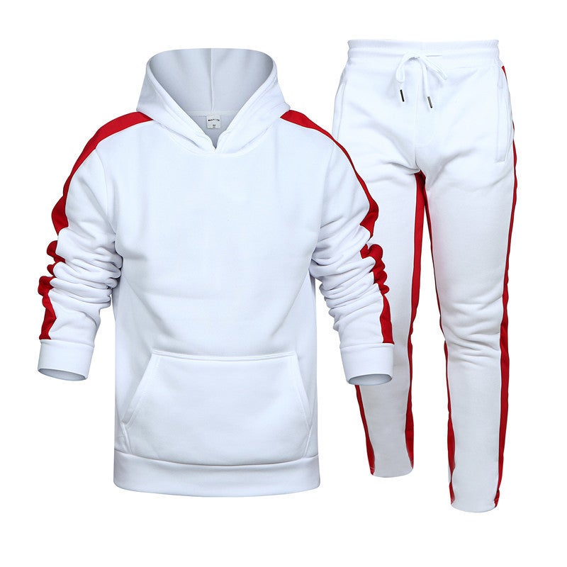 2024 Cross-border Explosions Sports Stripe Sweater suit Mens Casual Loose European Code Hoodie suit Wholesale Black