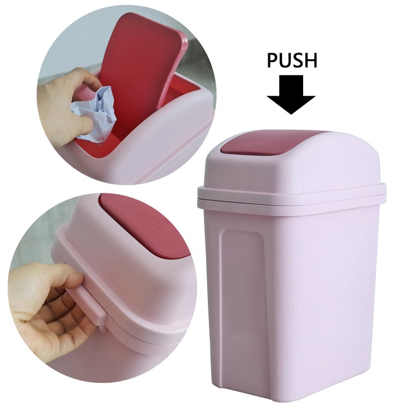 Teyyvn 7 Liter / 1.8 Gallon Plastic Trash Can, Small Garbage Can with Swing Lid (Pink) - Image 4