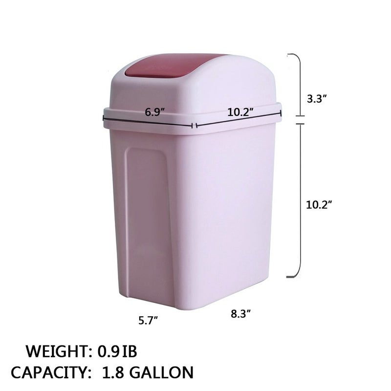 Teyyvn 7 Liter / 1.8 Gallon Plastic Trash Can, Small Garbage Can with Swing Lid (Pink) - Image 3