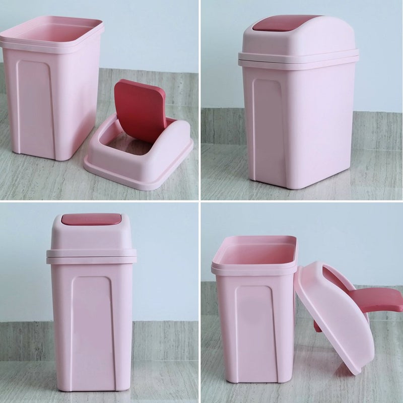 Teyyvn 7 Liter / 1.8 Gallon Plastic Trash Can, Small Garbage Can with Swing Lid (Pink) - Image 2