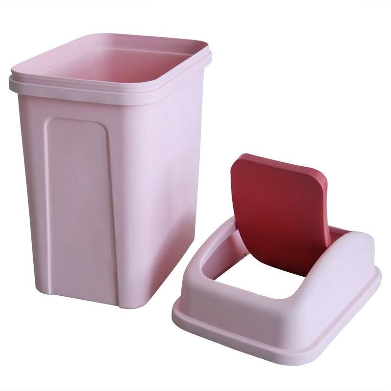 Teyyvn 7 Liter / 1.8 Gallon Plastic Trash Can, Small Garbage Can with Swing Lid (Pink) - Image 1
