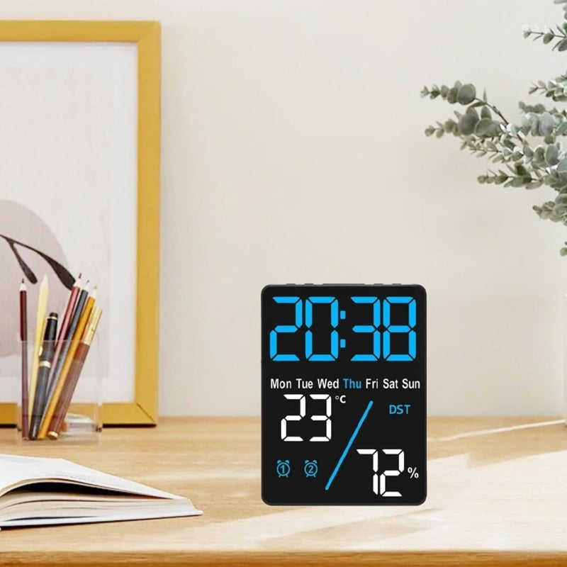 CBK Digital Alarm Clock Table Clock with LED Display, Temperature and Humidity Monitor Compact Desk Clock for Students,Home, Office, Bedroom, Living Room,Home Decor, Corporate Use (12Cm * 9 Cm) - Image 4