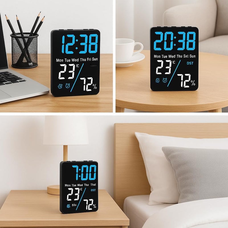 CBK Digital Alarm Clock Table Clock with LED Display, Temperature and Humidity Monitor Compact Desk Clock for Students,Home, Office, Bedroom, Living Room,Home Decor, Corporate Use (12Cm * 9 Cm) - Image 5