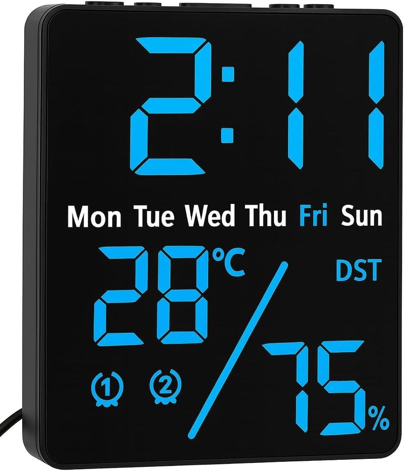 CBK Digital Alarm Clock Table Clock with LED Display, Temperature and Humidity Monitor Compact Desk Clock for Students,Home, Office, Bedroom, Living Room,Home Decor, Corporate Use (12Cm * 9 Cm) - Image 1