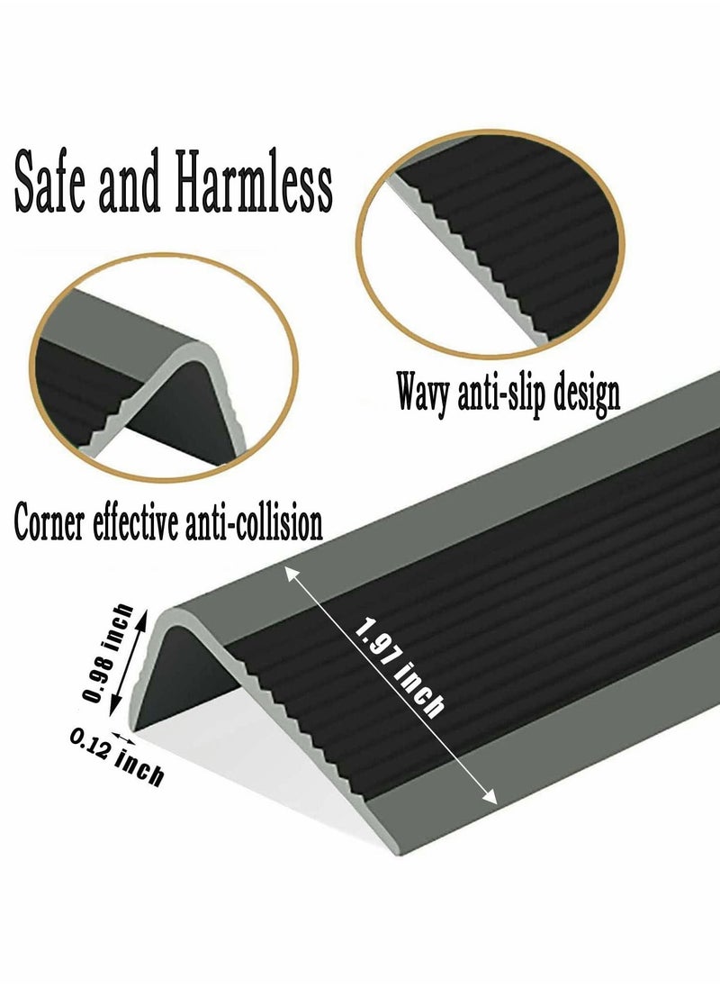 SYOSI - Stair Leading Edge Protector, Waterproof Anti-Slip Rubber Step Adhesive Decorative Protection Strip for Home School Nursing Indoor and Outdoor Steps(Black) - Image 1
