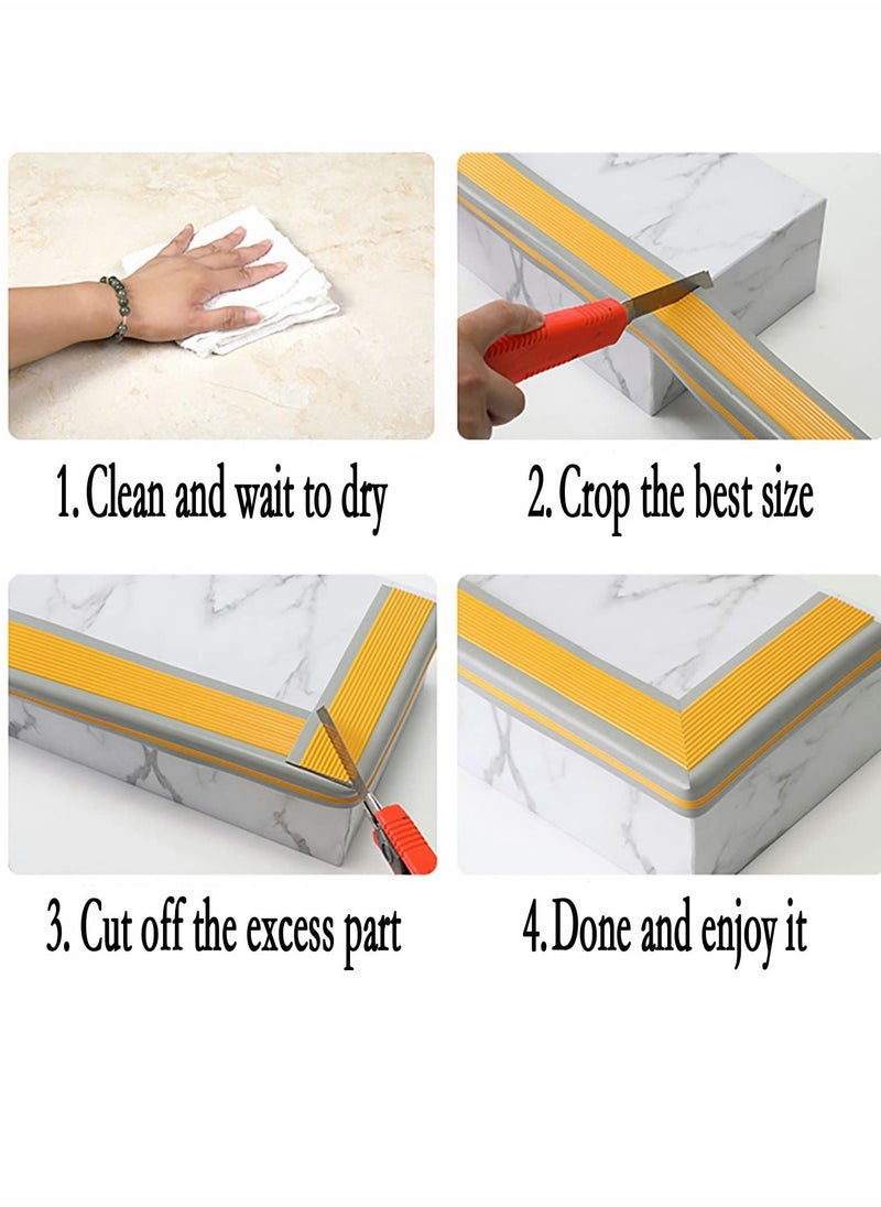 SYOSI - Stair Leading Edge Protector, Waterproof Anti-Slip Rubber Step Adhesive Decorative Protection Strip for Home School Nursing Indoor and Outdoor Steps(Black) - Image 1