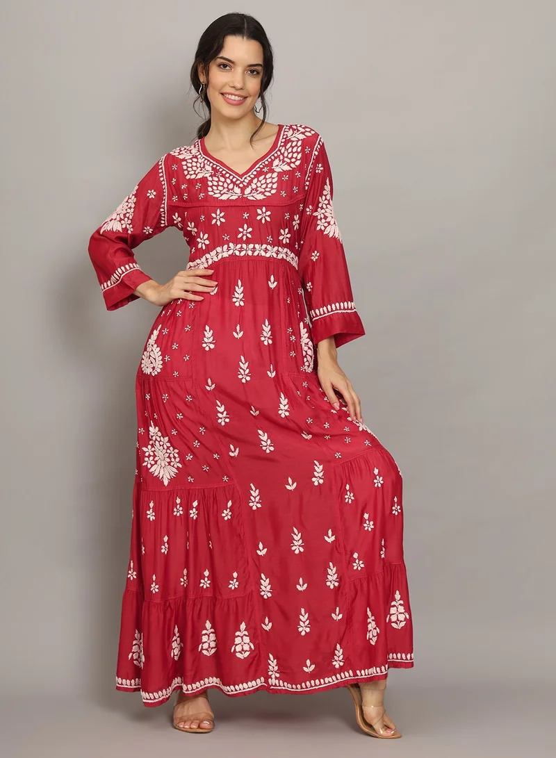 Alaya Women Chikankari Hand Embroidered Muslin Jalabiya-AL4044