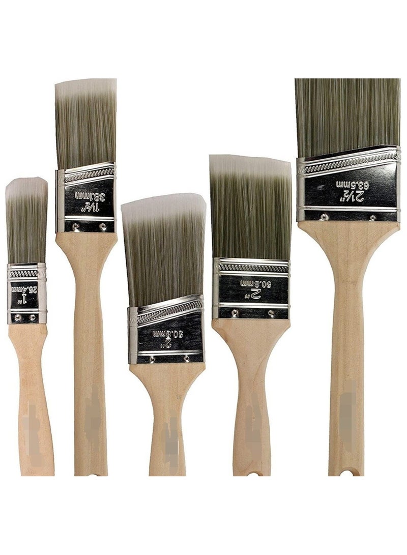 Paint Brushes 5-Pack Angle Brushes in Assorted Sizes for All Latex and Oil Paints & Stains - Home Improvement - Interior & Exterior Use - Image 1