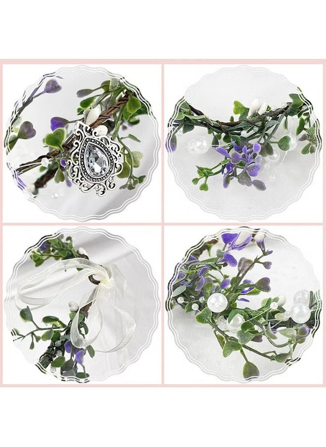 Depend Flower Headband For Wedding Girls Boho Floral Crown Wedding Hair Accessories For Kids Princess Headpiece Flower Headband For Girl and Flower Girls Adjustable Headband For Wedding Festival Party  - Image 3