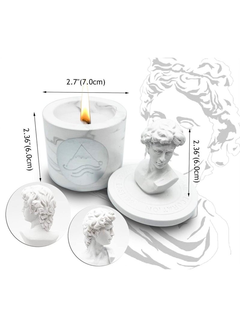 اروما هوم شمعة صويا فاخرة معطرة من السيراميك الطبيعي، على شكل تمثال يوناني، هدية مثالية لتزيين المنزل (رائحة خشبية فوغير) - Image 2