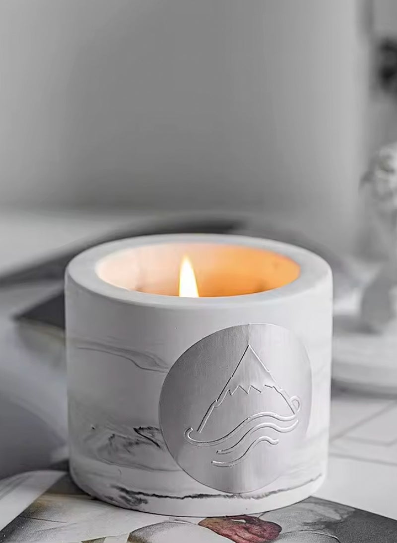 اروما هوم شمعة صويا فاخرة معطرة من السيراميك الطبيعي، على شكل تمثال يوناني، هدية مثالية لتزيين المنزل (رائحة خشبية فوغير) - Image 1