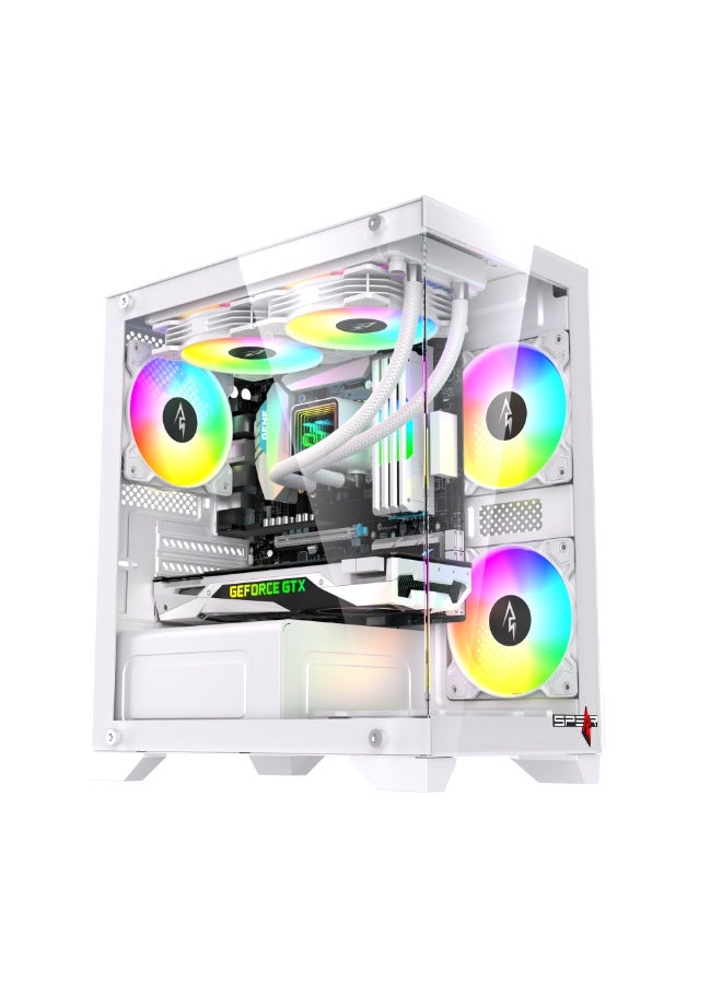 Spear Pc صندوق ألعاب SUSHI 345 زجاجي للوحة الأم M-A-T-X/I-T-X مع 4 مراوح ARGB و محور مراوح 10 منافذ وجهاز تحكم عن بعد باللون الأسود - Image 2