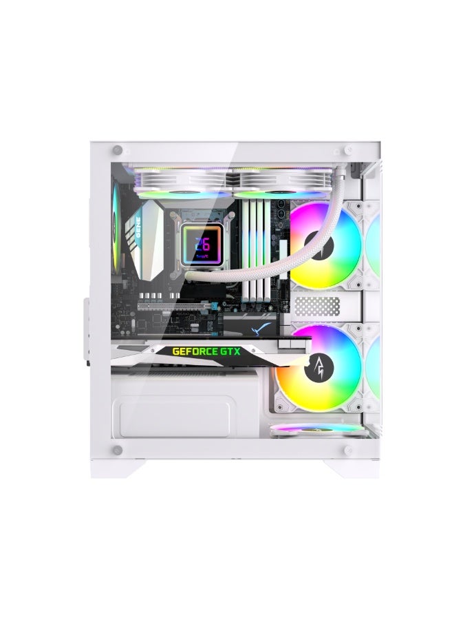 Spear Pc صندوق ألعاب SUSHI 345 زجاجي للوحة الأم M-A-T-X/I-T-X مع 4 مراوح ARGB و محور مراوح 10 منافذ وجهاز تحكم عن بعد باللون الأسود - Image 3