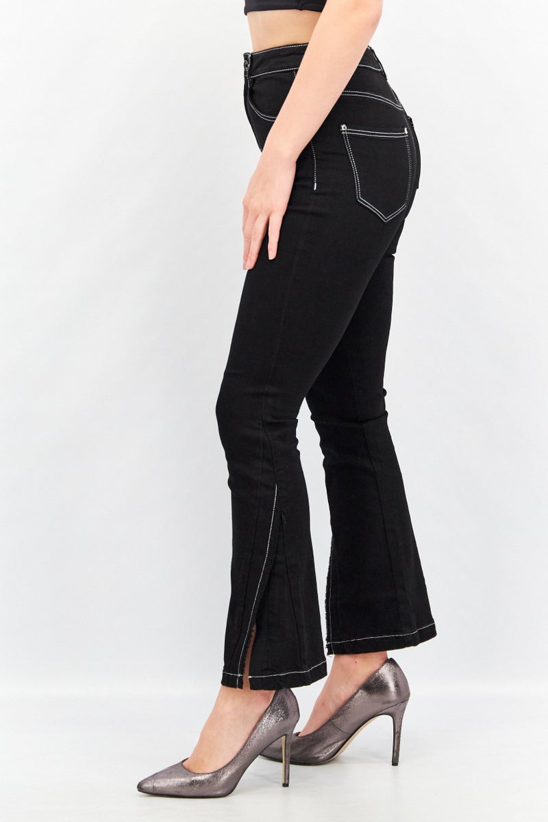 VERO MODA جينز نسائي بقصة عادية سادة قابل للتمدد، أسود - Image 3