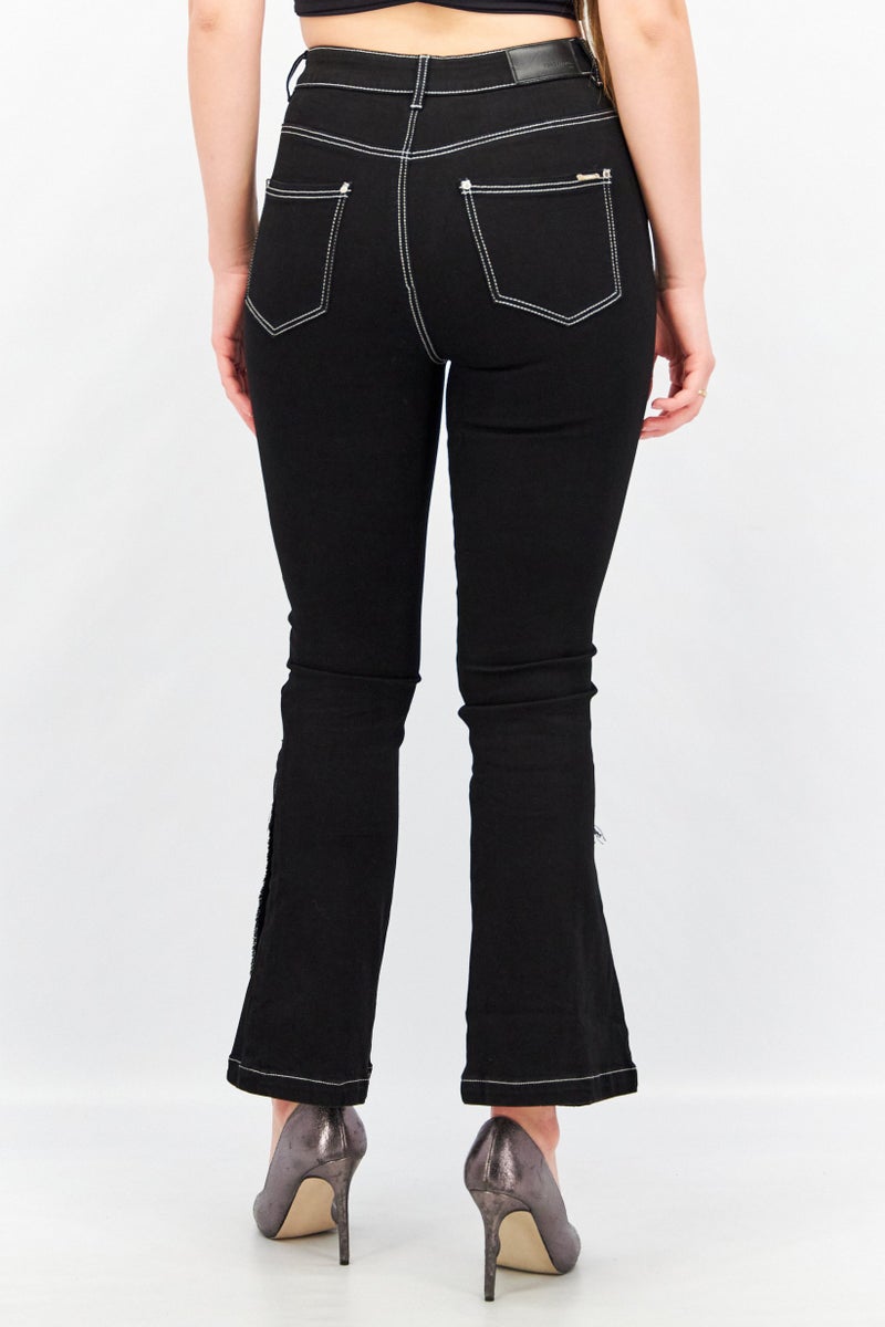 VERO MODA جينز نسائي بقصة عادية سادة قابل للتمدد، أسود - Image 2