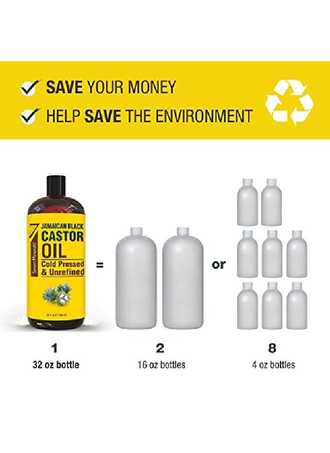 Seven Minerals - Pure Jamaican Black Castor Oil Big 32 Fl Oz Bottle Unrefined & Hexane Free 100% Pure Jamaican Black Castor Oil For Hair Growth Thicker Eyelashes & Eyebrows Dry Skin Healing Hair Care - Image 1