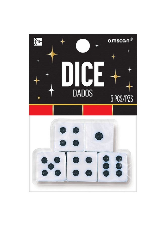 Amscan White Cube Playing Dice (4.12" x 2.87") - Pack of 5 - Classic Gaming & Entertainment Accessory - Ideal For Board Games & Casino Nights - Image 1