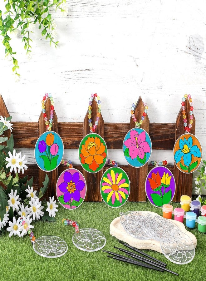 WinnerWhy 30 Sets Flower Suncatchers Window Art Kits, DIY Sun Catchers Bulk Crafts Paint Your Own Window Floral Ornaments for Boys Girls Classroom Home Spring Easter Party Birthday Activity Decor - Image 5