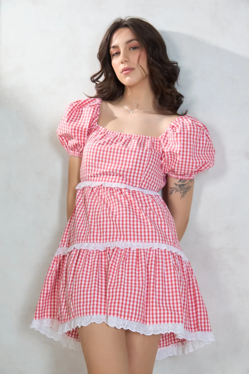 Virgio Gingham Puff Dress