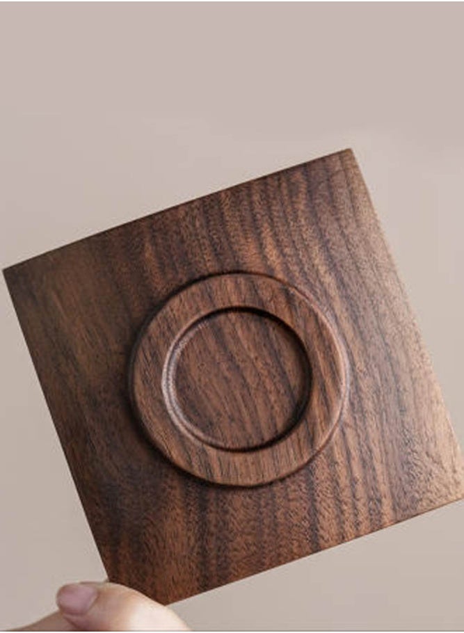 INSENSE Walnut Wood Coaster Set with Holder (4 Pcs) - Premium Heat Resistant Wooden Drink Coasters - Image 5