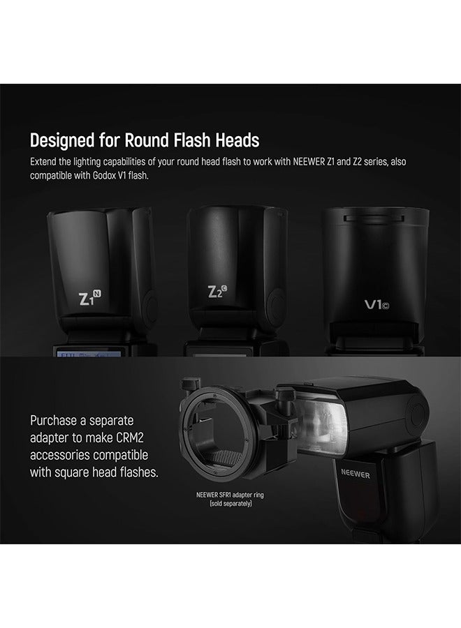 NEEWER CRM2 Magnetic Accessories Kit for Round Head Flash Z1-C Z1-N Z1-S Z2-C Z2-N Z2-S Compatible with Godox V1 Speedlites, Included 14pcs Flash Light Control Modifier Diffuser Adapter - Image 4