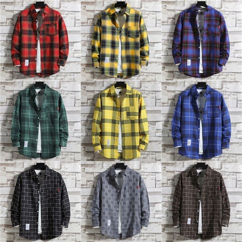 Plaid Shirt Men'S Long-Sleeved Korean Style Loose Fashionable Handsome Plus Size Student Jacket Spring And Men'S Shirt - Image 4