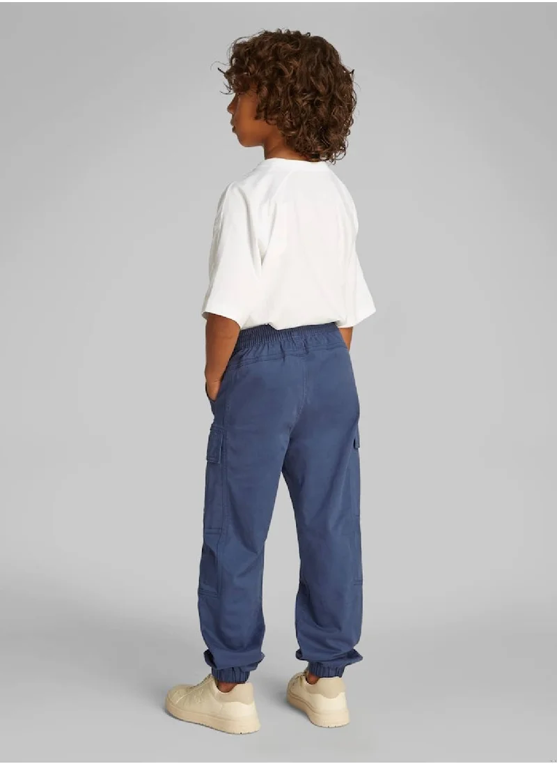 Calvin Klein Jeans Boys' Woven Cargo Trousers - Cotton, Blue