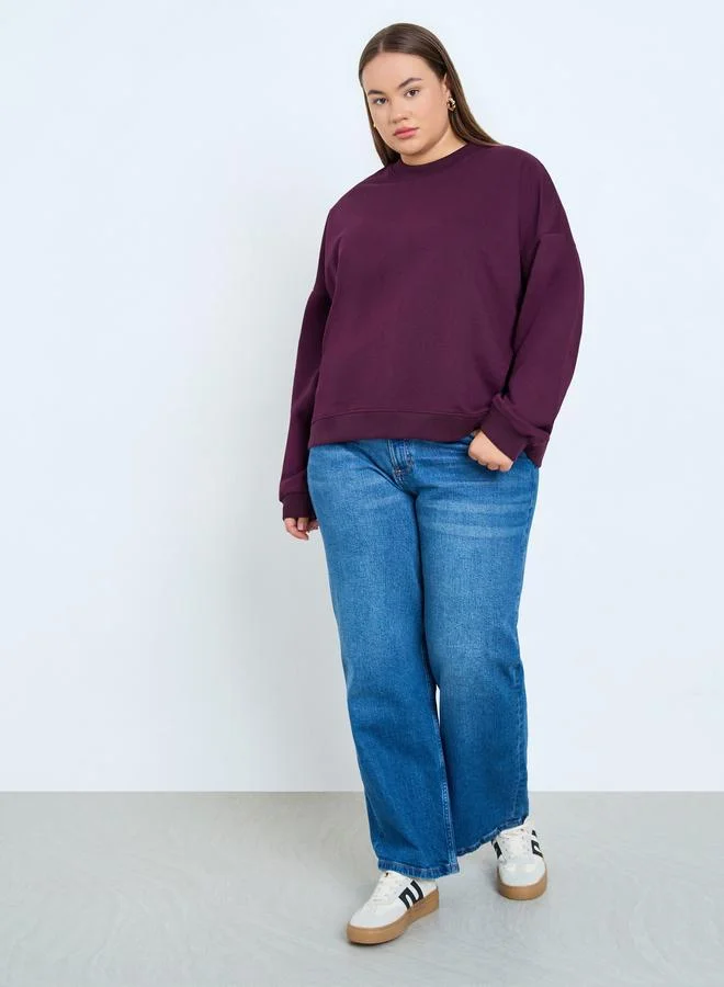 Styli Plus Size Regular Fit Cotton Blend Sweatshirt