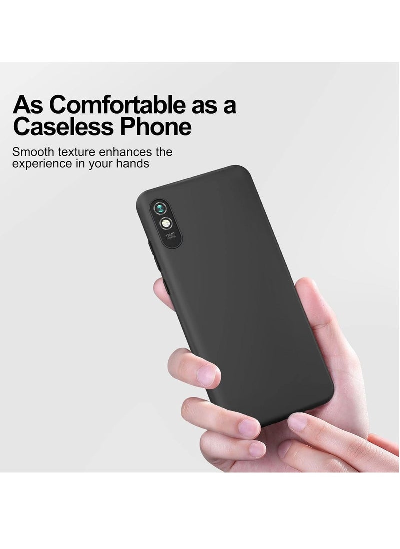 vesus Ultra Thin Silicone Case for Xiaomi Redmi 9A â€“ Black + 2-Pack Tempered Glass Screen Protector, Anti-Scratch, Full Protection for Redmi 9A - Image 4