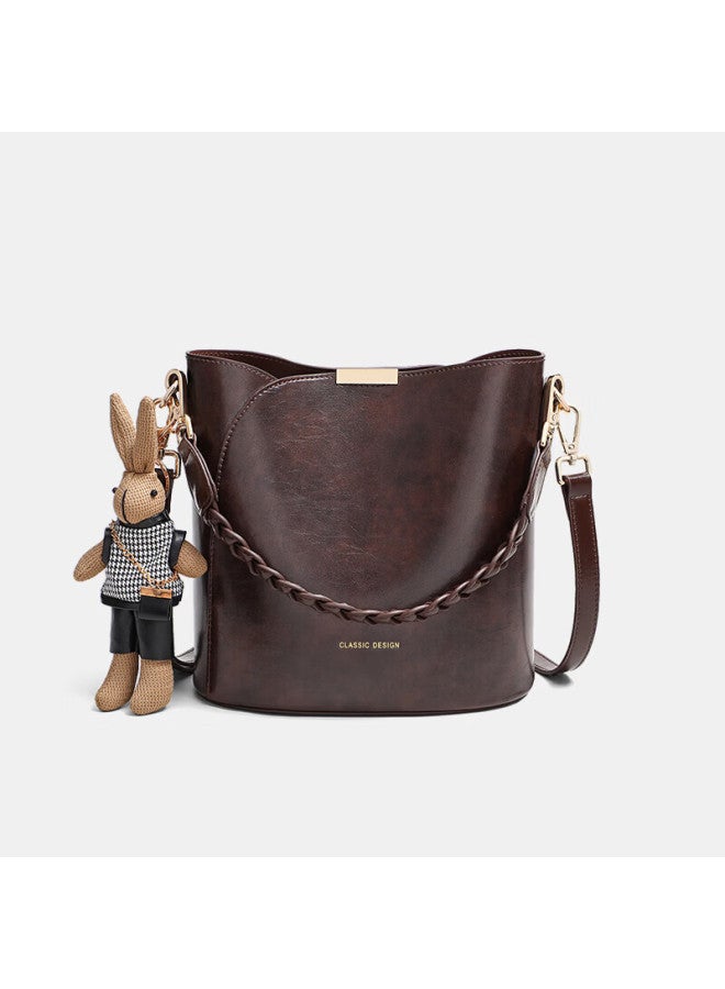 Yuyula Women's Cowhide Leather Bucket Crossbody Bag Luxury Shoulder Bag Commuter Birthday Gift For Girlfriend Wife - Image 4