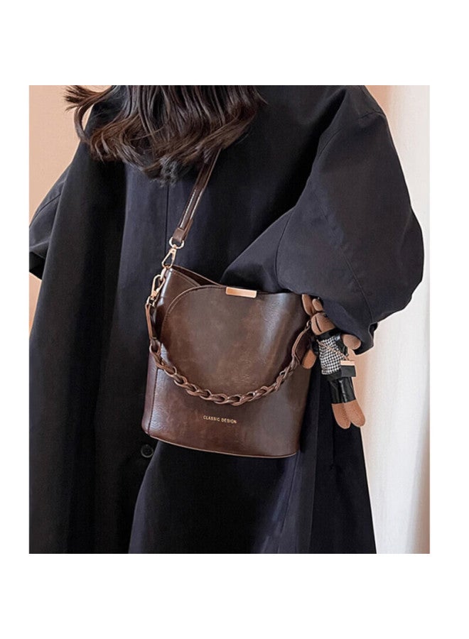 Yuyula Women's Cowhide Leather Bucket Crossbody Bag Luxury Shoulder Bag Commuter Birthday Gift For Girlfriend Wife - Image 2
