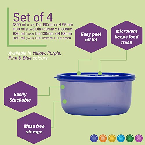 Gluman Plastic Microwave Container Set of 4 With Vent Knob For Steam Release | 100% Food Grade | Dishwasher Safe | Freezer Safe | Microwave Safe | Reusable | Recyclable (Microvent_Sea Green) - Image 5