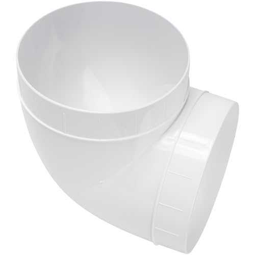 ECOPRO VENT Plastic 6" inch 90 degree duct connector. Easy to mount 90 elbow for flex or straight pipe. - Image 1