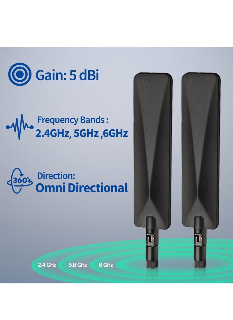 KASTWAVE - Tri-Band WiFi 6E Antenna, 2.4GHz 5GHz 6GHz WiFi Antenna 5dBi MIMO RP-SMA Male Antenna for WiFi Router High-Speed Wireless Connections in Smart Homes and Offices (2-Pack) - Image 1