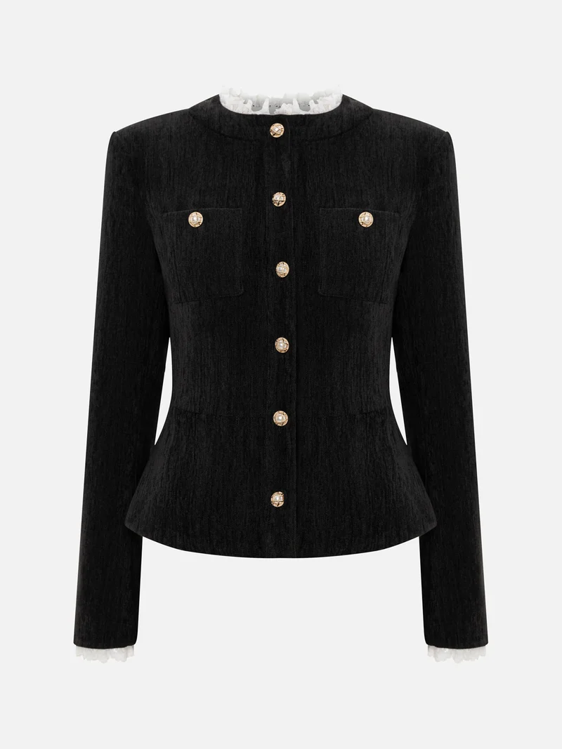 Lichi Suede jacket with contrasting details