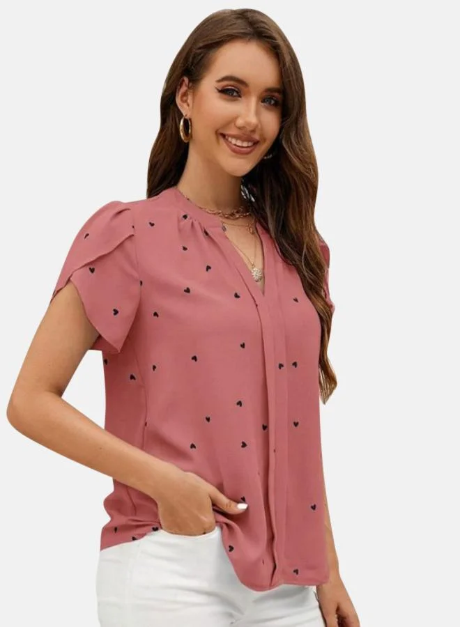 YUNIQEE Rust Graphic Print Top