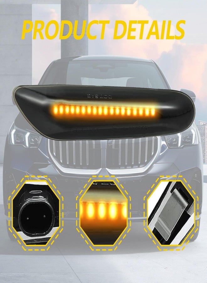 stymart Sequential LED Side Marker Turn Signal Lights Compatible with BMW 1 3 5 Series E36 E46 E60 E87 E90 E92 X1 X3 63133418447 63133418448 Fender Side Marker Amber Light Assemblies Front Flowing LED Lamps - Image 3