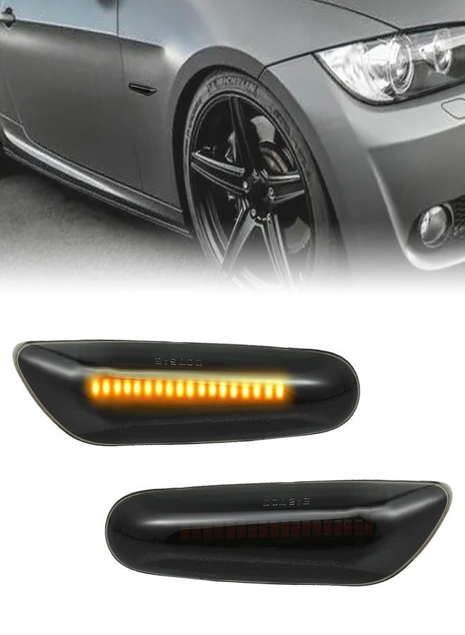 stymart Sequential LED Side Marker Turn Signal Lights Compatible with BMW 1 3 5 Series E36 E46 E60 E87 E90 E92 X1 X3 63133418447 63133418448 Fender Side Marker Amber Light Assemblies Front Flowing LED Lamps - Image 1