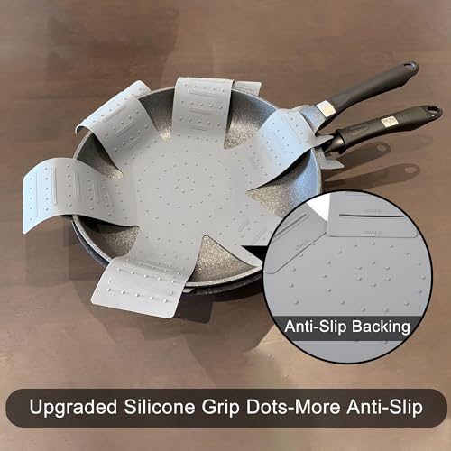 Mofason Pot & Pan Protectors, 3-Piece Silicone Cookware Protector Pad, Stacking Pan Protector. It Has a Unique Opening and Fixing Design That Can be Used to Protect and Separate Pots and Pans-Grey - Image 4