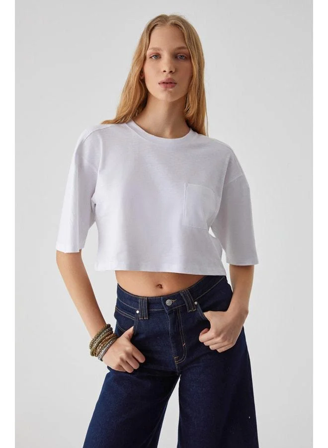 Ethiquet QEFKOP Women's 100% Cotton Bike Neck Oversized White T-Shirt.