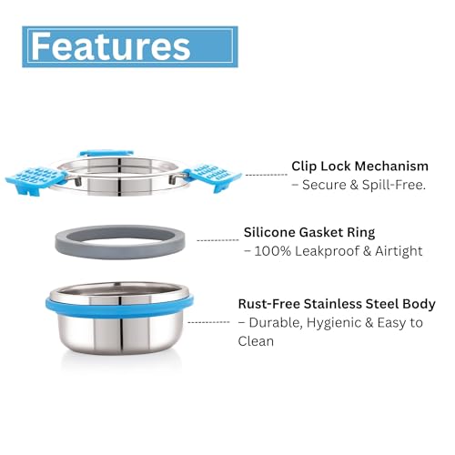 STEELLOCK PRO Stainless Steel Container/Dabba with Steel Lid Airtight for Food Storage, Easy to Carry, Leak Proof and Stackable (SLP-110/100 ML). - Image 3