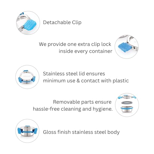 STEELLOCK PRO Stainless Steel Container/Dabba with Steel Lid Airtight for Food Storage, Easy to Carry, Leak Proof and Stackable (SLP-110/100 ML). - Image 4