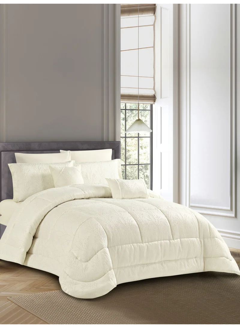 Donetella Luxury 8-Piece Comforter Set – King Size, Poly Jacquard Fabric, Soft 350 GSM Fill – Includes Comforter, Fitted Sheet, Pillowcases, Pillow Shams &amp; Decorative Filled Cushions